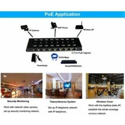 Injecteur POE-8-ENC (Aucune Alimentation) Power Over Ethernet 8 Port Conforme IEEE 802.3af Passif Midspan Multiport 10/100 Débit, Compatible Alimentation 1256V, (FBA-POE-8-ENC) -Ubbink Magasin 97058886 4