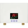 Chauffe-Eau Instantané 3KW Mini Chauffe-Eau Électrique Sans Réservoir Mural Avec Affichage LED Réglage De La Température à 3 Niveaux Télécommande Pour Maison Cuisine Salle De Bains (Blanc)
