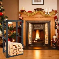 Porte Bûche Intérieur Étagère à Bois De Chauffage Pour Intérieur Extérieur 80x150x25cm Etagère De Cheminée - Noir NAIZY -Ubbink Magasin 99356497 4