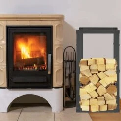 Porte Bûche Intérieur Étagère à Bois De Chauffage Pour Intérieur Extérieur 80x150x25cm Etagère De Cheminée - Noir NAIZY -Ubbink Magasin 99356497 5