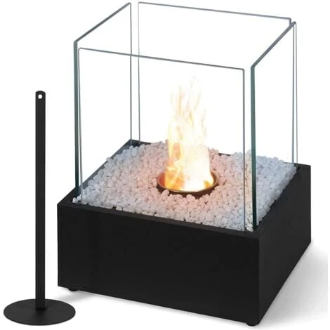 Cheminée De Table Au Bioéthanol Noir Avec Base En Acier Inoxydable Et Verre à L'éthanol Pour L'intérieur Et L'extérieur (type D) NAIZY 4 Cheminée De Table Au Bioéthanol Noir Avec Base En Acier Inoxydable Et Verre à L'éthanol Pour L'intérieur Et L'extérieur (type D) NAIZY – Image 2