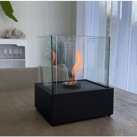 Cheminée De Table Au Bioéthanol Noir Avec Base En Acier Inoxydable Et Verre à L'éthanol Pour L'intérieur Et L'extérieur (type D) NAIZY 6 Cheminée De Table Au Bioéthanol Noir Avec Base En Acier Inoxydable Et Verre à L'éthanol Pour L'intérieur Et L'extérieur (type D) NAIZY – Image 4