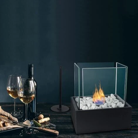 Cheminée De Table Au Bioéthanol Noir Avec Base En Acier Inoxydable Et Verre à L'éthanol Pour L'intérieur Et L'extérieur (type D) NAIZY 7 Cheminée De Table Au Bioéthanol Noir Avec Base En Acier Inoxydable Et Verre à L'éthanol Pour L'intérieur Et L'extérieur (type D) NAIZY – Image 5